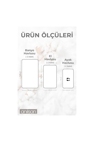 %100 Pamuk 6'lı Havlu Seti - 2 Adet El Havlusu, 2 Adet Banyo Havlusu Ve 2 Adet Ayak Havlusu Beyaz
