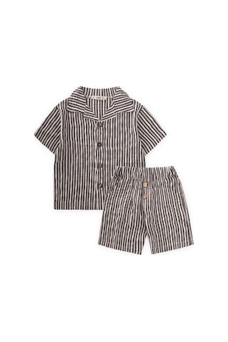 Gofre Gömlek Kapri Takım 2-10 Yaş Siyah Siyah