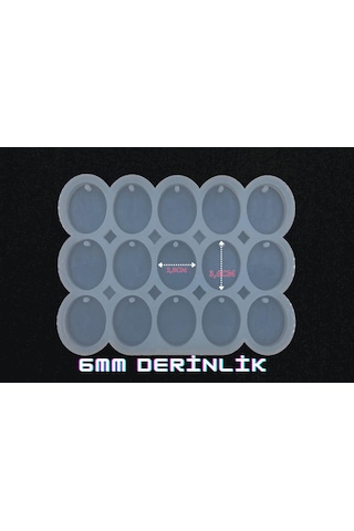 Epoksikalipmarketi 15'li Epoksi Silikon Elips Oval Kalıp 2,8 x 3,6 CM