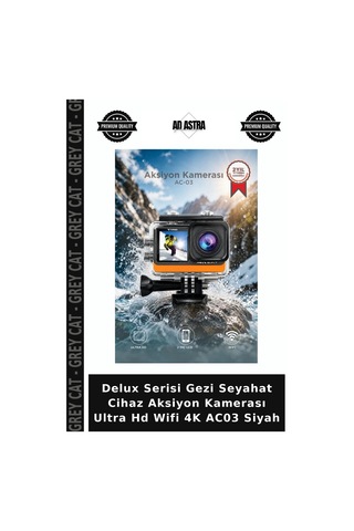 Delux Serisi Gezi Seyahat Cihaz Aksiyon Kamerası Ultra Hd Wifi 4k Ac03 Siyah