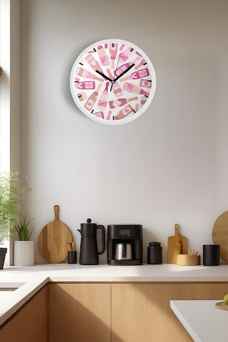 Modern Duvar Saati - 35cm - Önü Camlı Beyaz Kasa - Sessiz Mekanizma-jh0169 Beyaz