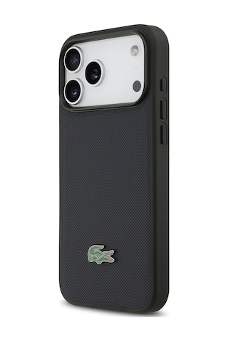Apple Uyumlu iPhone 17 Pro Max Kılıf Lacoste Lisanslı M-safe Özellikli Pu Pike Desen Metal Logolu Kapak Lacivert
