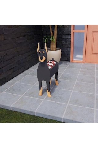 Neevoyu Ahşap Köpek Figürlü Süs Potu - Ev Bahçe Dekorasyonu, Dışarıda Ve İçerde Kullanım, El Yapımı, Dayanıklı