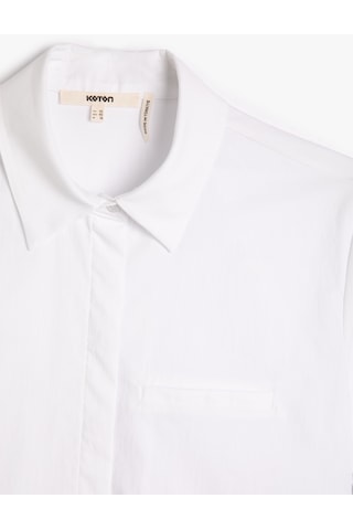 Koton Crop Kısa Kollu Gömlek Düğmeli Cep Detaylı Kırık Beyaz 3sak60499pw 3SAK60499PW001 Ekru