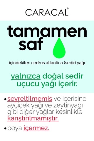 Caracal Doğal Sedir Ağacı Uçucu Yağı %100 Saf Sedir Ağacı Yağı 30 Ml Sedir Yağı