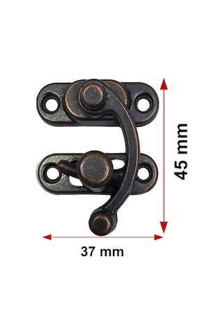 2 Adet Büyük Boy Yay Gözü Kancalı Kilit Oksit Kutu Sandık ve Kapak Klipsi 37x45 mm