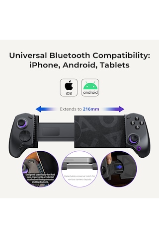 Abxylute S8 Bluetooth Mobil Oyun Kumandası Hall Effect, Switch 1/2, İphone, Android Ve Tablet Uyumlu