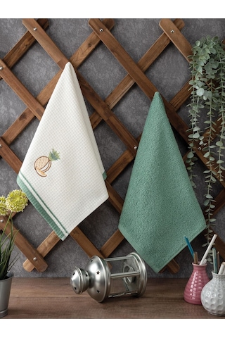 2 Li Mutfak Havlusu Kırmızı Renk Kiraz Nakışlı Kırmızı