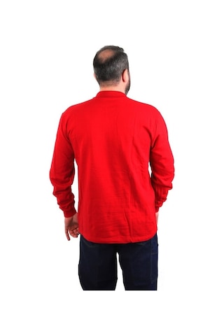 Eser - Polo Yaka Sweatshirt - Cepli - Kırmızı