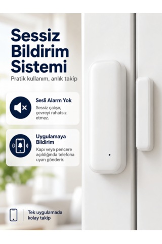 Fletvi Smart Akıllı Kapı Ve Pencere Dedektörü Güvenlik Sistemi Anlık Bildirimli Geçmiş Takipli