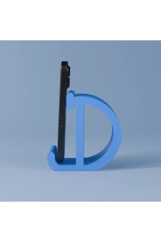 Dekoratif D Harfi Tasarımlı Masaüstü Akıllı Telefon Standı Ve Tutucu Mavi