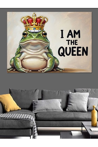 I Am The Queen Kurbağa Dekoratif Kanvas - Mdf Ahşap Tablo