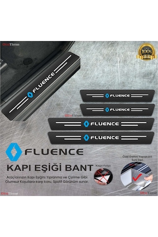 Renault Fluance Logolu Karbon Kapı Eşiği Koruyucu Suni Deri 4'lü Set