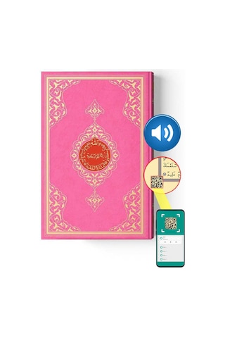 Cami Boy Kur'an-ı Kerim (2 Renkli, Pembe, Mühürlü)