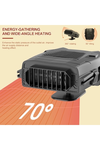 Araba 12v Isıtıcı Buz Çözme Kar Buğu Çözücü, Renk: Siyah Isıtıcı