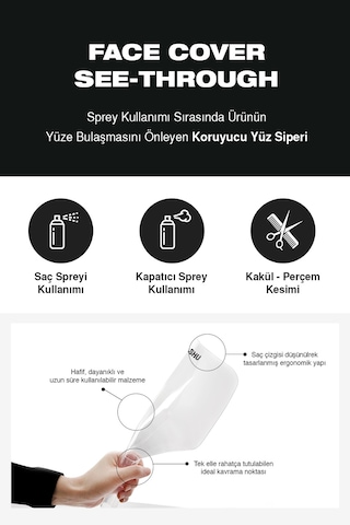 Çok Amaçlı, Saç Spreyi Yüz Koruma Kalkanı Dashu Face Cover See-through