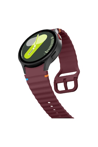 Samsung Galaxy Watch 7 40mm-44mm İle Uyumlu Metal Tokalı Dalgalı Spor Silikon Kordon