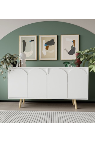 Venezia Ahşap Ayaklı Bohem Konsol Beyaz 150 Cm