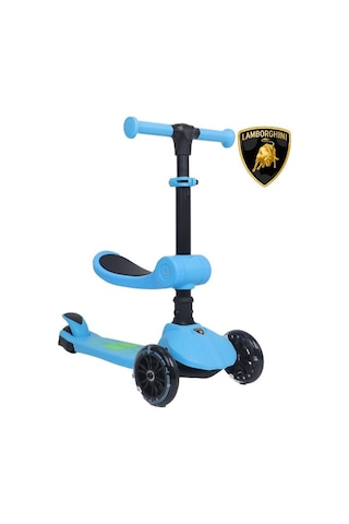 Lamborghini L5 2in1 Mavi Oturaklı Işıklı 3 Tekerlekli Çocuk Scooter