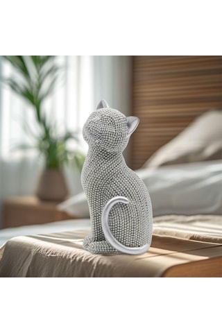 Pazly Yaratıcı Suntek Masaüstü Koleksiyon Kedi Heykeli Gümüş Vv