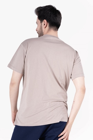 T-shirt V Yaka %100 Pamuk Camel