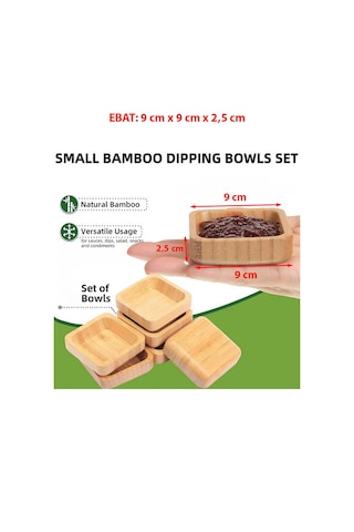 Paras Ticaret 3 Adet Bambu Ahşap Küçük Kase Lokumluk Çerezlik Reçellik Ballık 3lü Set Ebat: 9 Cm X 9 Cm X 2,5 Cm Bambu Ahşap