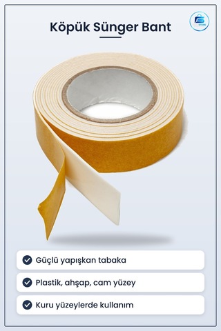 Çift Taraflı Köpük Sünger Bant Çok Amaçlı Güçlü Yapışmalı Montaj