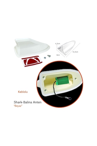 Markaonbir Nyf Shark Balina Anten Kablolu Altı Silikonlu Beyaz