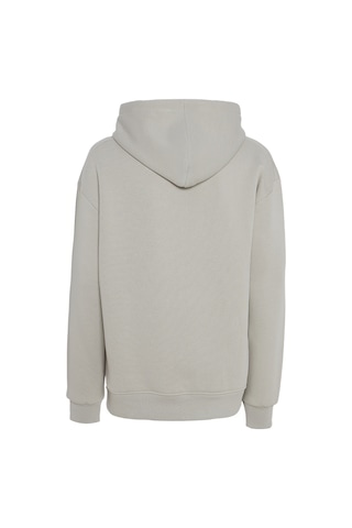 Tudors Unisex Relax Fit Rahat Kesim Pamuklu İçi Polarlı Çift Cepli Tam Fermuarlı Taş Renk Kapüşonlu Sweatshirt-32699 Taş