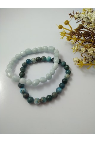 Akuamarin ve Apatit Taşı Bileklikler / Doğaltaş Unisex Bileklikle