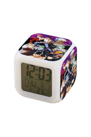 7 Renkli Led Kare Dijital Alarmlı Saat - Beyaz, Besthome1