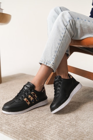 Garantili D0516 Günlük Ortopedik Kadın Sneaker Spor Ayakkabı Siyah