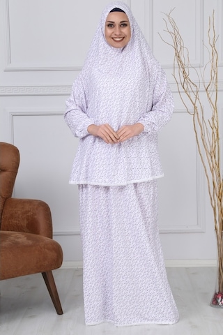 Iki Parça Pratik Namaz Elbisesi Beyaz