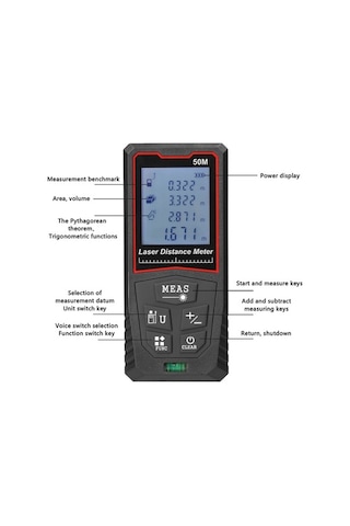 Pazly 70m El Tipi Lazer Mesafe Ölçer, Yüksek Hassasiyetli, Pil Hariç, Alan/hacim Hesaplama