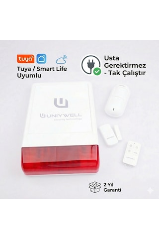 Uniywell Kablosuz Dış Ortam Sirenli Wifi Alarm Seti