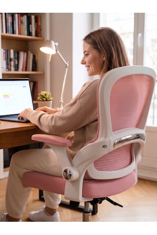 Zeon Büro Ofis Sistemleri // Comfort Pro Milkshake Ofis Çalışma Koltuğu Pembe - Beyaz