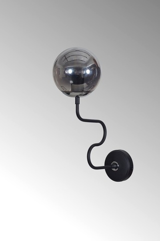 Luzarana Ferro Yatay Krom-siyah Metal Gövde Füme Camlı Tasarım Aplik