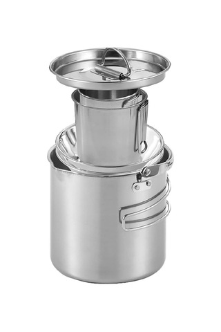 Kamp Kahve Su Isıtıcısı Ve Kupa Seti - Katlanabilir Saplı Ve Kapaklı Paslanmaz Çelik Tencere - Açık Ateş Piknikli Kaynar Su Diğer