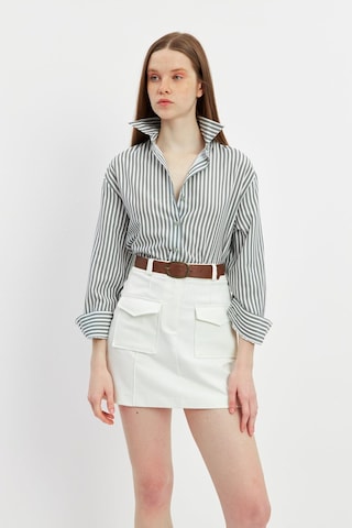 Stella Pulvis Krem Cepli Nervürlü Mini Etek Krem