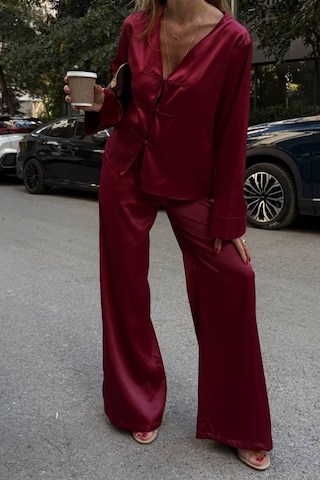 Giysa Kadın V Yaka Düğme Detaylı Uzun Kollu Gömlek Bordo - 26k 2142 Bordo