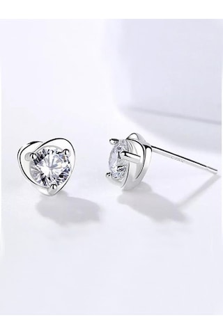 Brezza Lusso Jewelry Enesstore Gümüş Melek Kalbi Taşlı Kadın Kolye Küpe Set