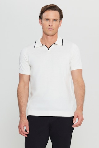 Altınyıldız Collectıon Erkek Beyaz %100 Pamuk Standart Fit Normal Kesim Polo Yaka Triko Tişört