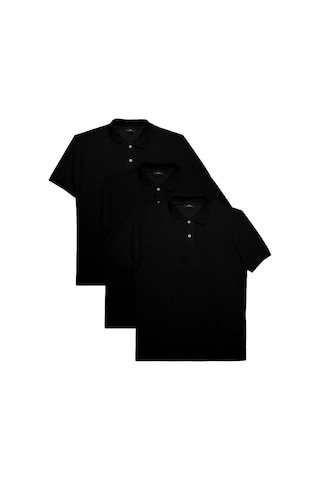 Tudors Erkek 3'lü Paket Siyah Slim Fit Dar Kesim Pamuklu Düz Pike Polo Yaka Tişört-32832 Siyah