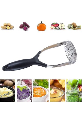 Patates Sıkacağı, Paslanmaz Çelik Sebze Sıkacağı Pürüzsüz Patates Ezici Soyucu, Meyve Sıkacağı Patates Ezici Rahat Silikon Saplı