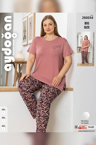 Aydoğan Kadın İnci Büyük Beden Kısa Kol Somon Pijama Takım 0054 Somon