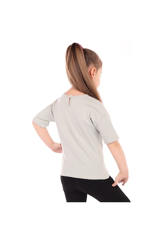 Toontoy Kids Toontoy Kız Bebek Baskılı Bisiklet Yaka Kısa Kollu Tişört Gri