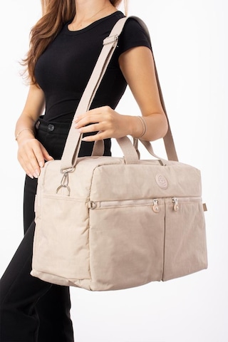 Seyehat Spor Çantası Kabin Boy Valiz 45 35 Cm Omuz Ve Çapraz Askılı Hafif Klinkır Çanta Su İtici Krem