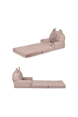 Portatif Katlanabilir Sevimli Çocuk Koltuğu - 3 Katlı Çocuk Yatak Koltuk - Taşınabilir Bebek Koltuğu Gri