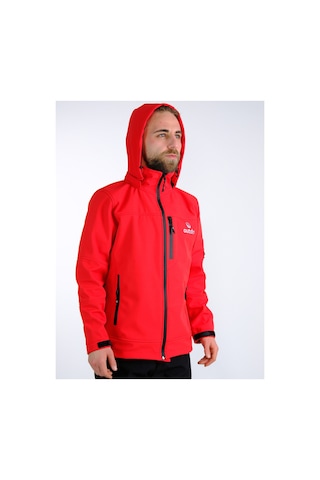 Outdo Premium Softshell Çıkarılabilir Kapüşonlu Mont Rüzgar Geçirmez Su İticidir Kırmızı Kırmızı