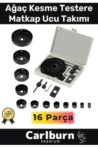 Premium 16 Parça Panç Seti Ağaç Kesme Alyan Anahtarlı Alçıpan Tavan Kesme Matkap Ucu Takımı